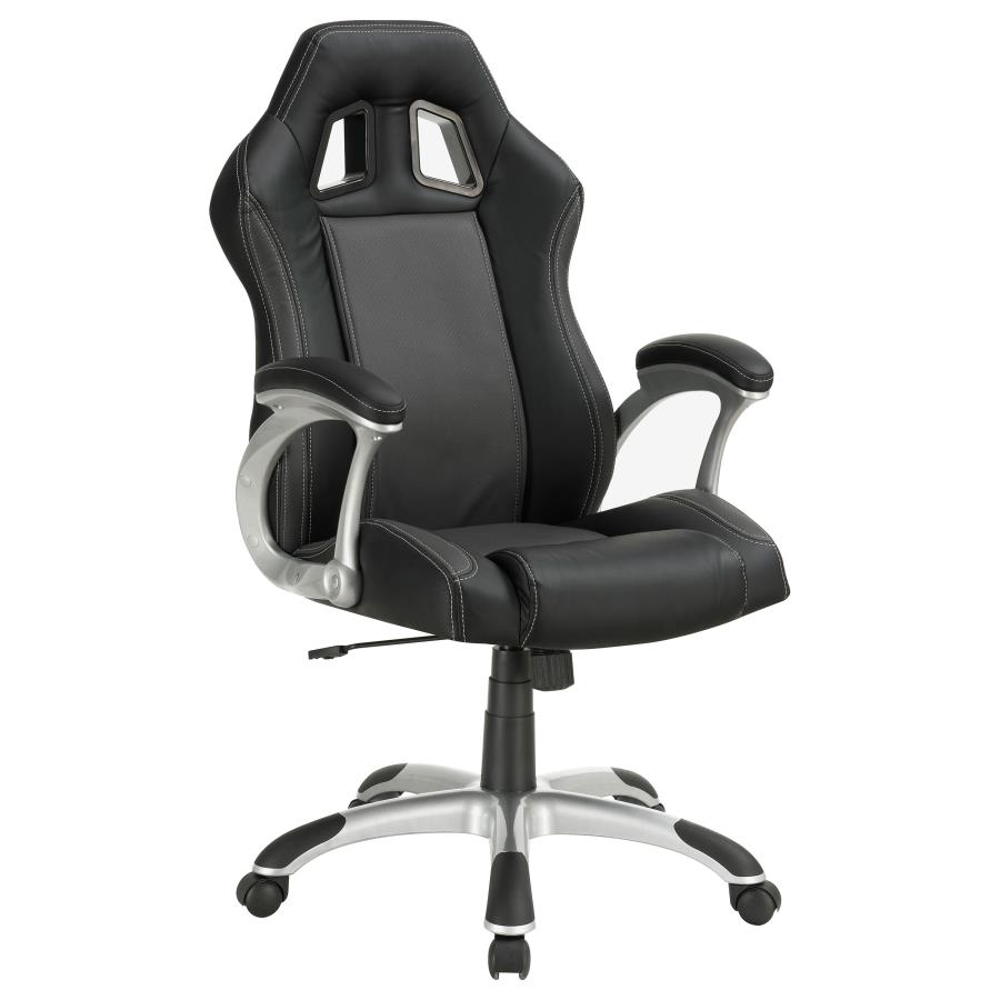Roger Upholstered Adjustable Home Office Desk Chair Black (image for) Roger Upholstered Adjustable Home Office Desk Chair Black