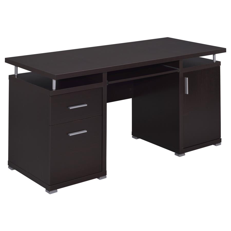 Tracy 55-inch 2-drawer Office Computer Desk Cappuccino (image for) Tracy 55-inch 2-drawer Office Computer Desk Cappuccino