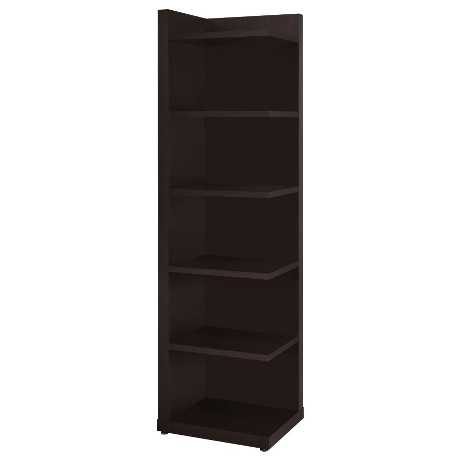 Alder 71-inch 6-shelf Corner Bookcase Cappuccino (image for) Alder 71-inch 6-shelf Corner Bookcase Cappuccino