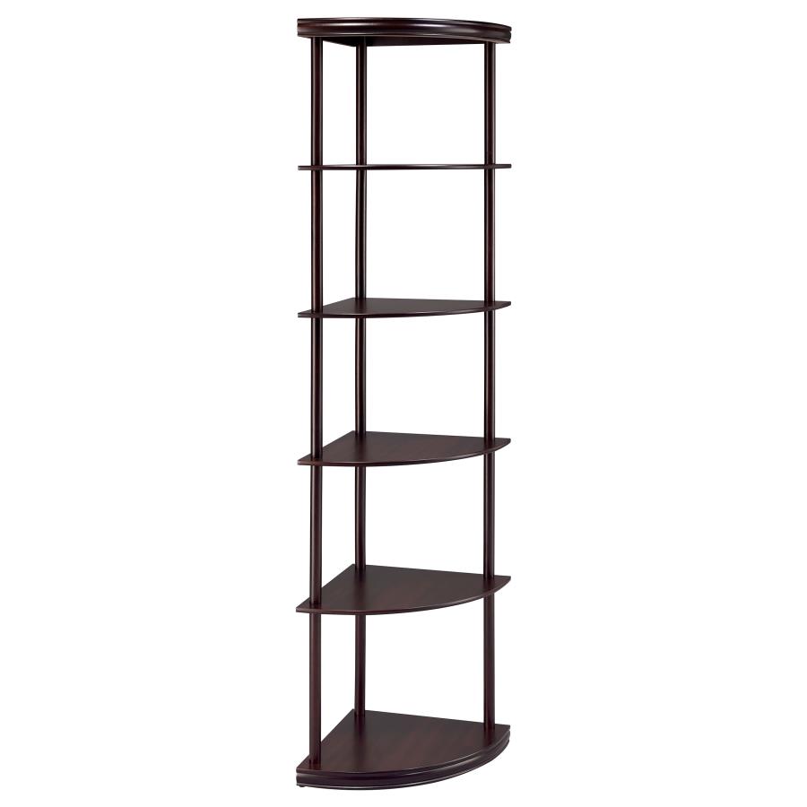 Bonwick 72-inch 5-shelf Corner Bookshelf Cappuccino (image for) Bonwick 72-inch 5-shelf Corner Bookshelf Cappuccino