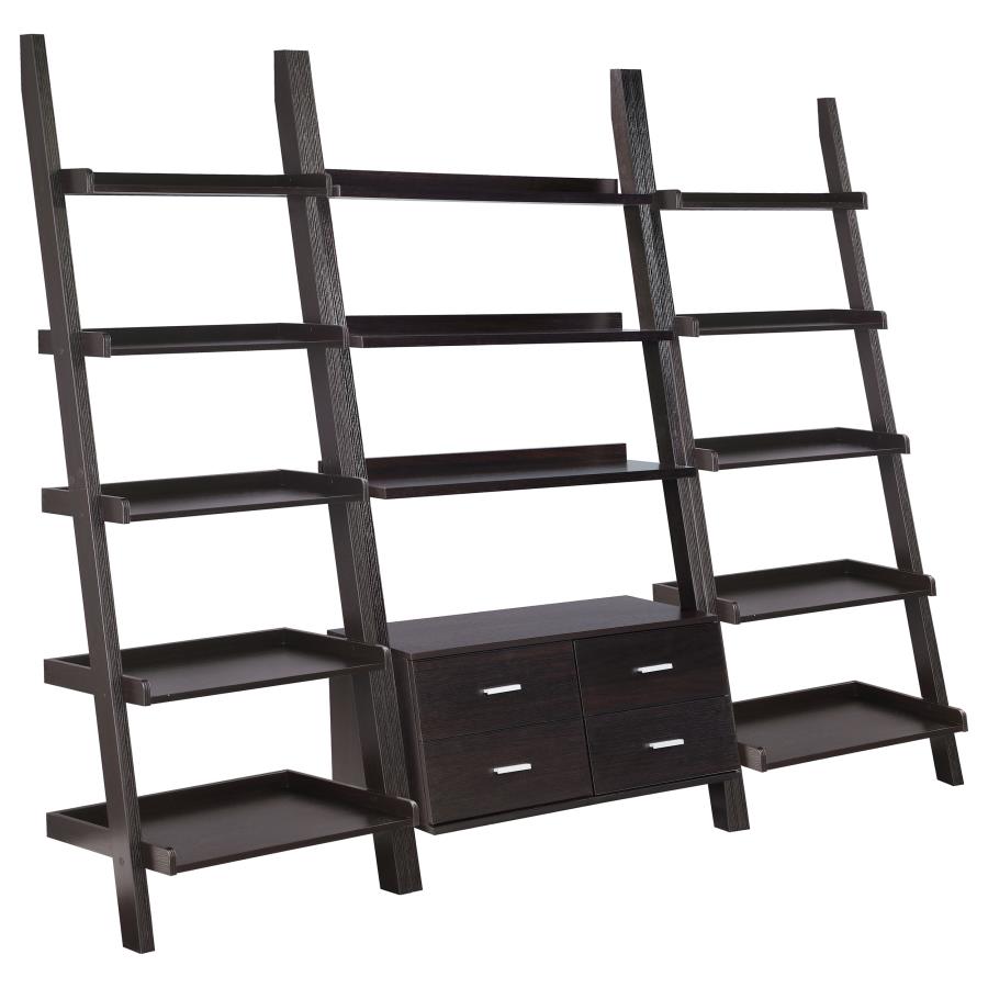 Colella 3-piece Storage Ladder Bookshelf Set Cappuccino (image for) Colella 3-piece Storage Ladder Bookshelf Set Cappuccino