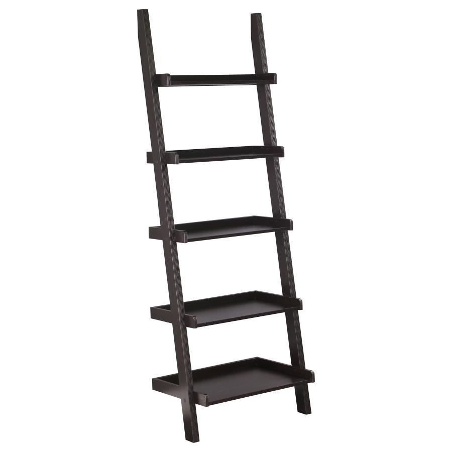 Colella 72-inch 5-shelf Ladder Bookshelf Cappuccino (image for) Colella 72-inch 5-shelf Ladder Bookshelf Cappuccino