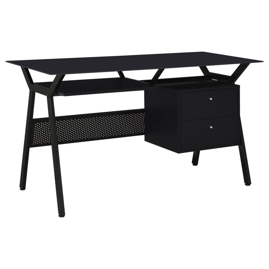 Weaving 55-inch 2-drawer Computer Desk Keyboard Tray Black (image for) Weaving 55-inch 2-drawer Computer Desk Keyboard Tray Black
