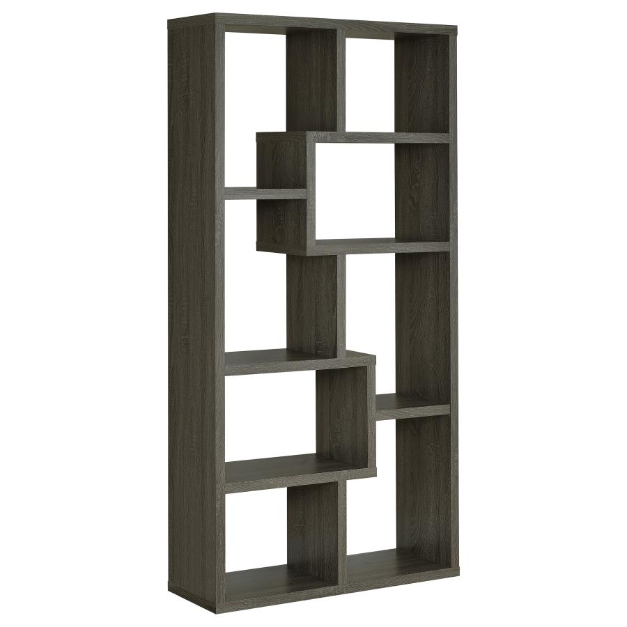 Theo 71-inch 6-shelf Bookshelf Weathered Grey (image for) Theo 71-inch 6-shelf Bookshelf Weathered Grey