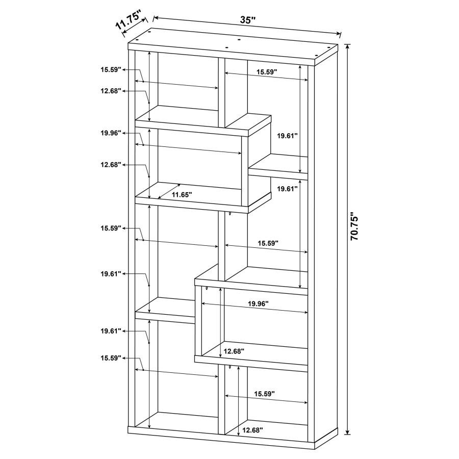 Modal Additional Images for Theo 71-inch 6-shelf Bookshelf Weathered Grey