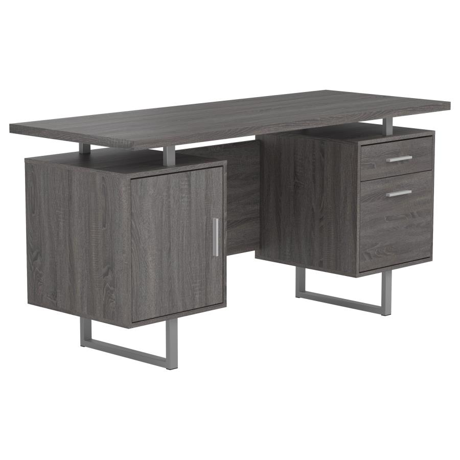 Lawtey 60-inch 2-drawer Office Computer Desk Weathered Grey (image for) Lawtey 60-inch 2-drawer Office Computer Desk Weathered Grey
