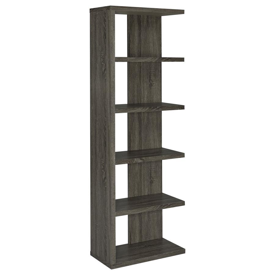Harrison 71-inch 5-shelf Bookshelf Weathered Grey (image for) Harrison 71-inch 5-shelf Bookshelf Weathered Grey