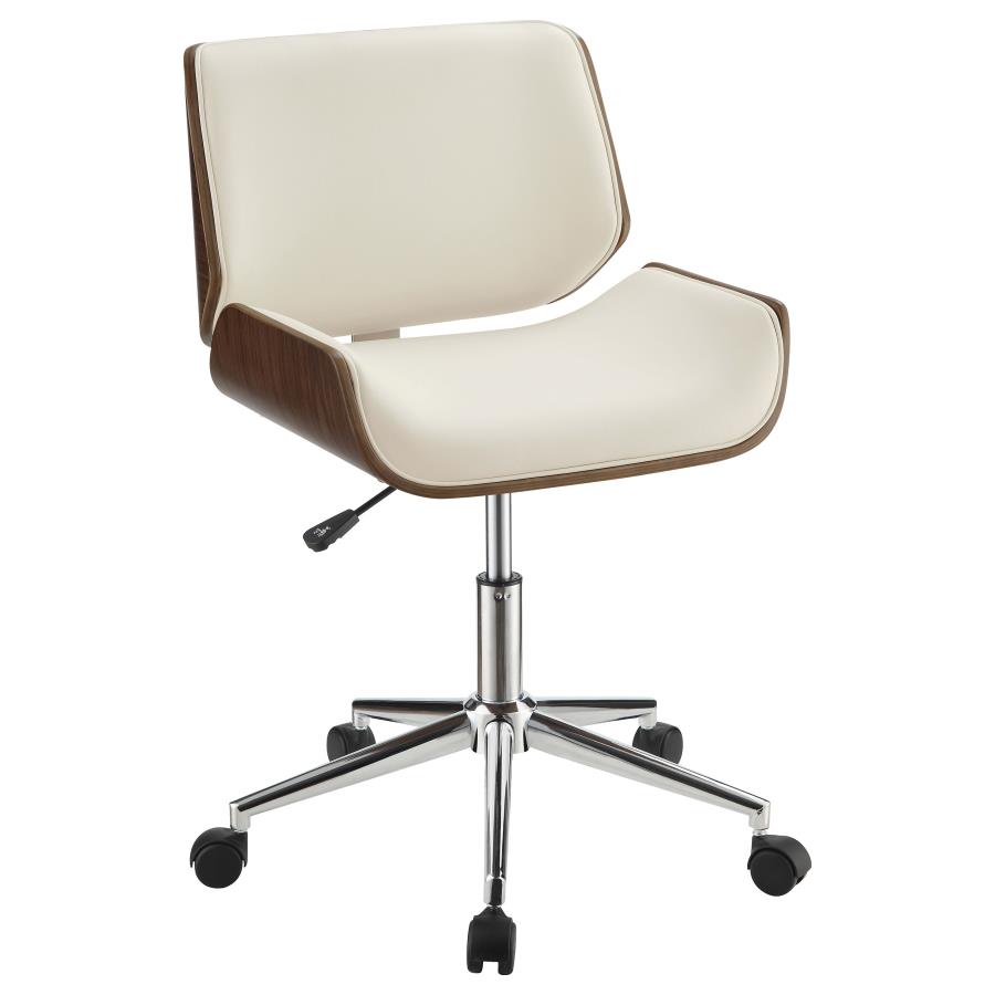Addington Upholstered Adjustable Office Desk Chair Ecru (image for) Addington Upholstered Adjustable Office Desk Chair Ecru