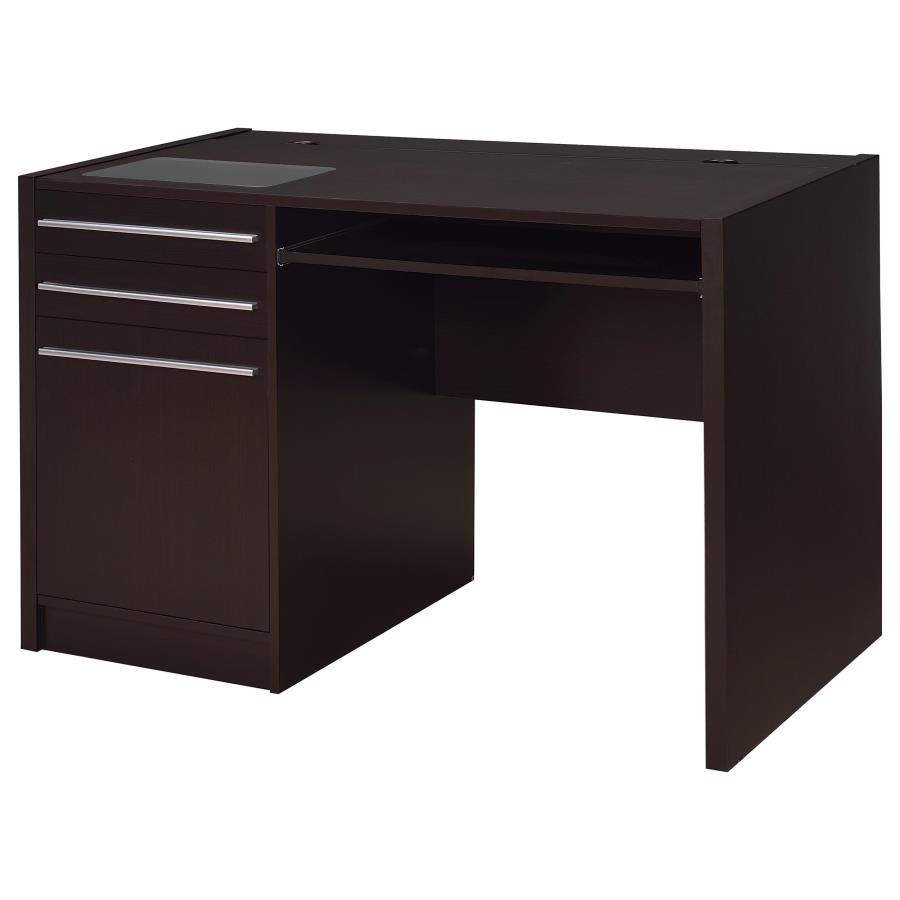 Halston 47-inch 2-drawer Office Desk with Cabinet Cappuccino (image for) Halston 47-inch 2-drawer Office Desk with Cabinet Cappuccino