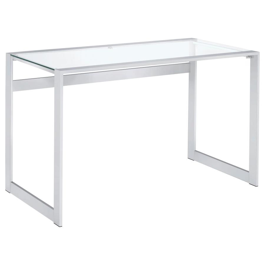 Hartford 47-inch Glass Top Writing Desk Chrome (image for) Hartford 47-inch Glass Top Writing Desk Chrome