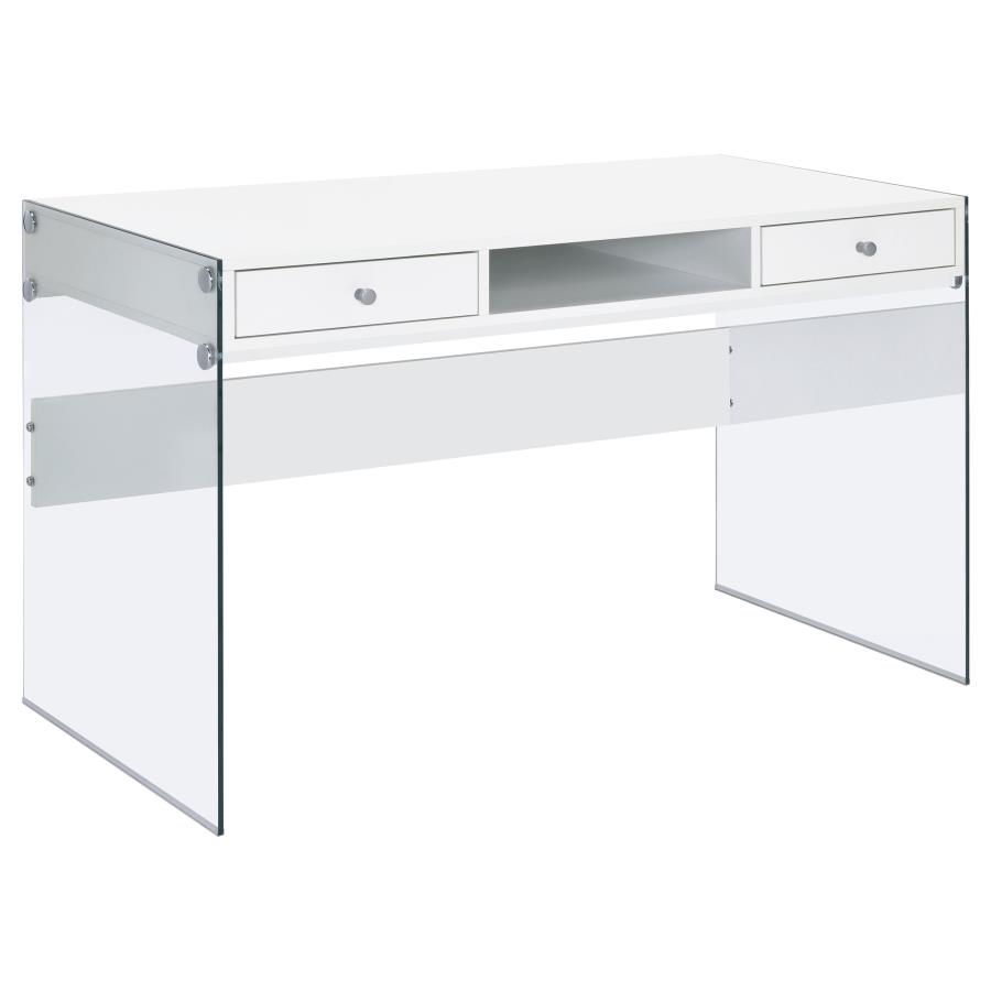 Dobrev 48-inch 2-drawer Writing Desk White High Gloss (image for) Dobrev 48-inch 2-drawer Writing Desk White High Gloss