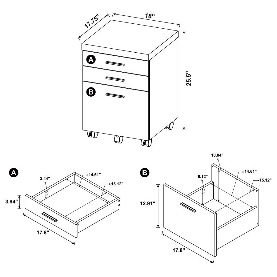Modal Additional Images for Skylar L-Shape Desk with Mobile File Cabinet Cappuccino