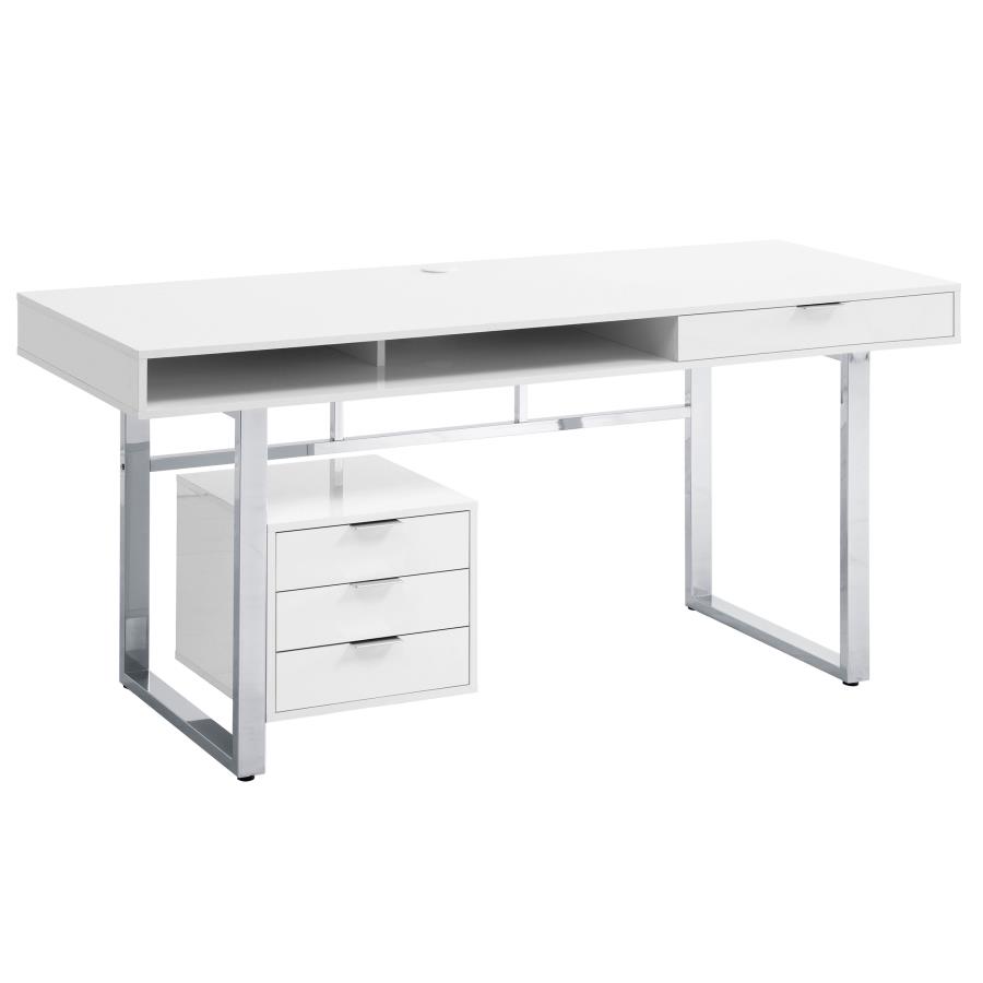 Whitman 65-inch 4-drawer Computer Desk White High Gloss (image for) Whitman 65-inch 4-drawer Computer Desk White High Gloss
