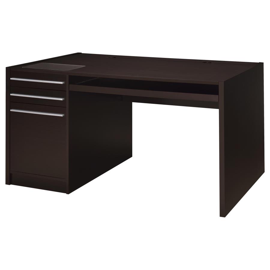 Halston 60-inch 3-drawer Office Computer Desk Cappuccino (image for) Halston 60-inch 3-drawer Office Computer Desk Cappuccino