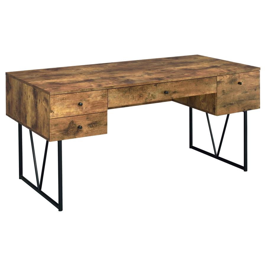 Analiese 63-inch 4-drawer Writing Desk Rustic Nutmeg (image for) Analiese 63-inch 4-drawer Writing Desk Rustic Nutmeg