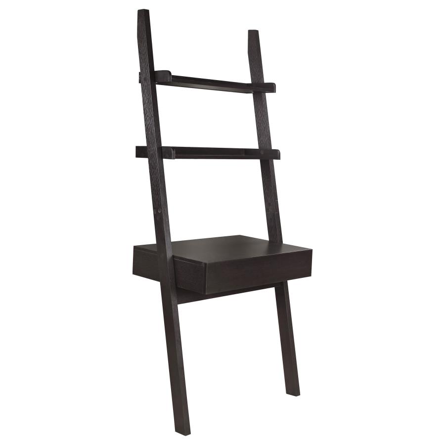 Colella 30-inch 1-drawer Ladder Desk with Shelf Cappuccino (image for) Colella 30-inch 1-drawer Ladder Desk with Shelf Cappuccino