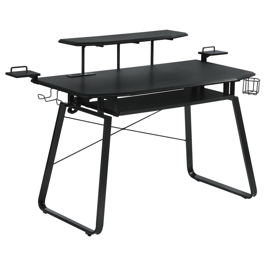 Alfie 59-inch Computer Gaming Desk with USB Ports Black (image for) Alfie 59-inch Computer Gaming Desk with USB Ports Black