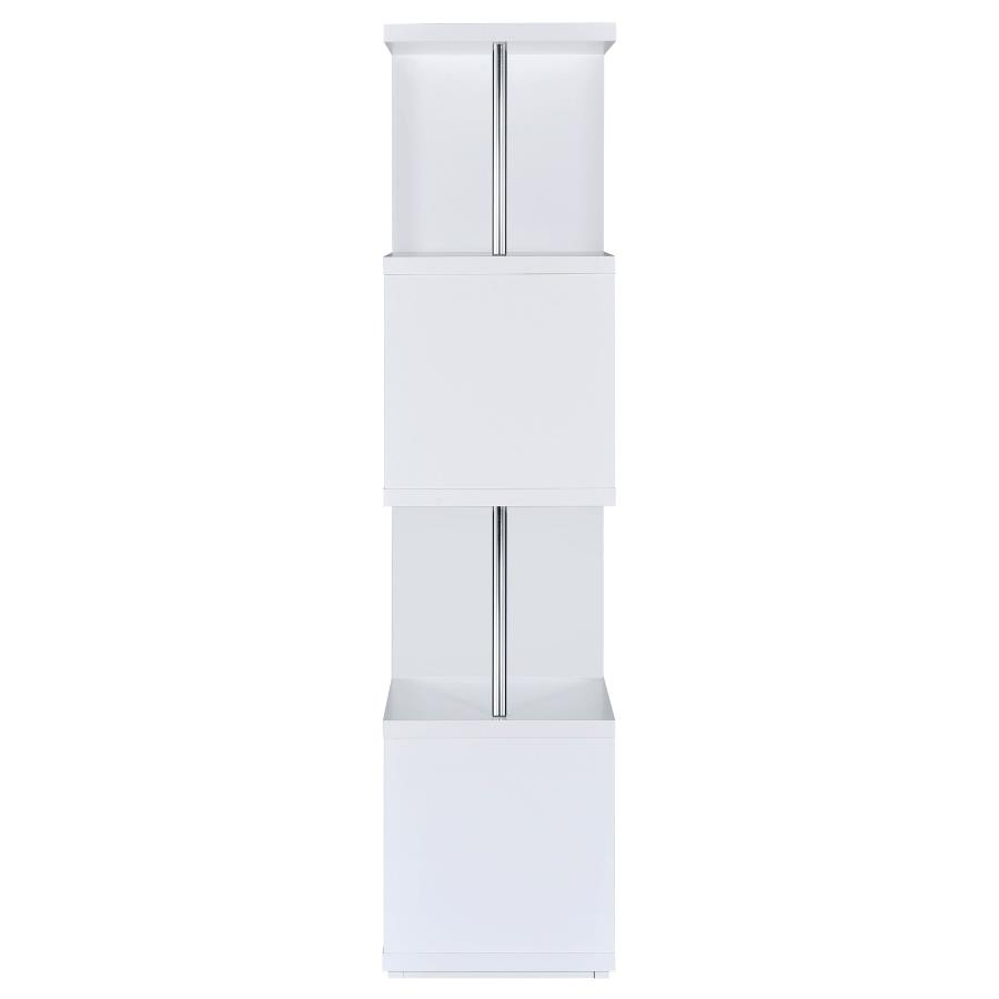 Baxter 67-inch 4-shelf Bookshelf White and Chrome