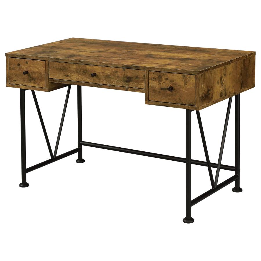 Analiese 47-inch 3-drawer Writing Desk Rustic Nutmeg (image for) Analiese 47-inch 3-drawer Writing Desk Rustic Nutmeg