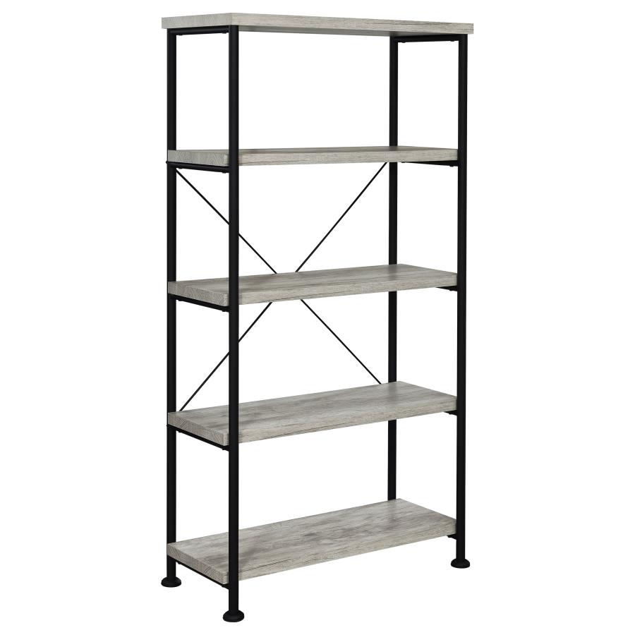 Analiese 63-inch 4-shelf Bookshelf Grey Driftwood (image for) Analiese 63-inch 4-shelf Bookshelf Grey Driftwood