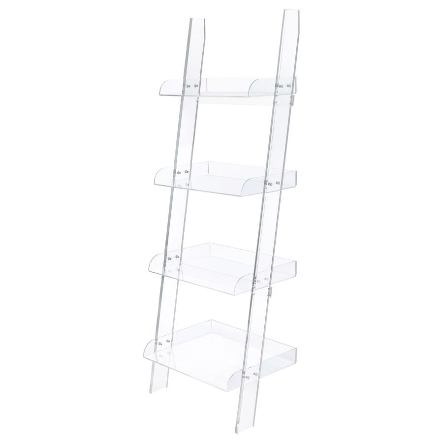 Amaturo 72-inch 4-shelf Acrylic Ladder Bookshelf Clear (image for) Amaturo 72-inch 4-shelf Acrylic Ladder Bookshelf Clear