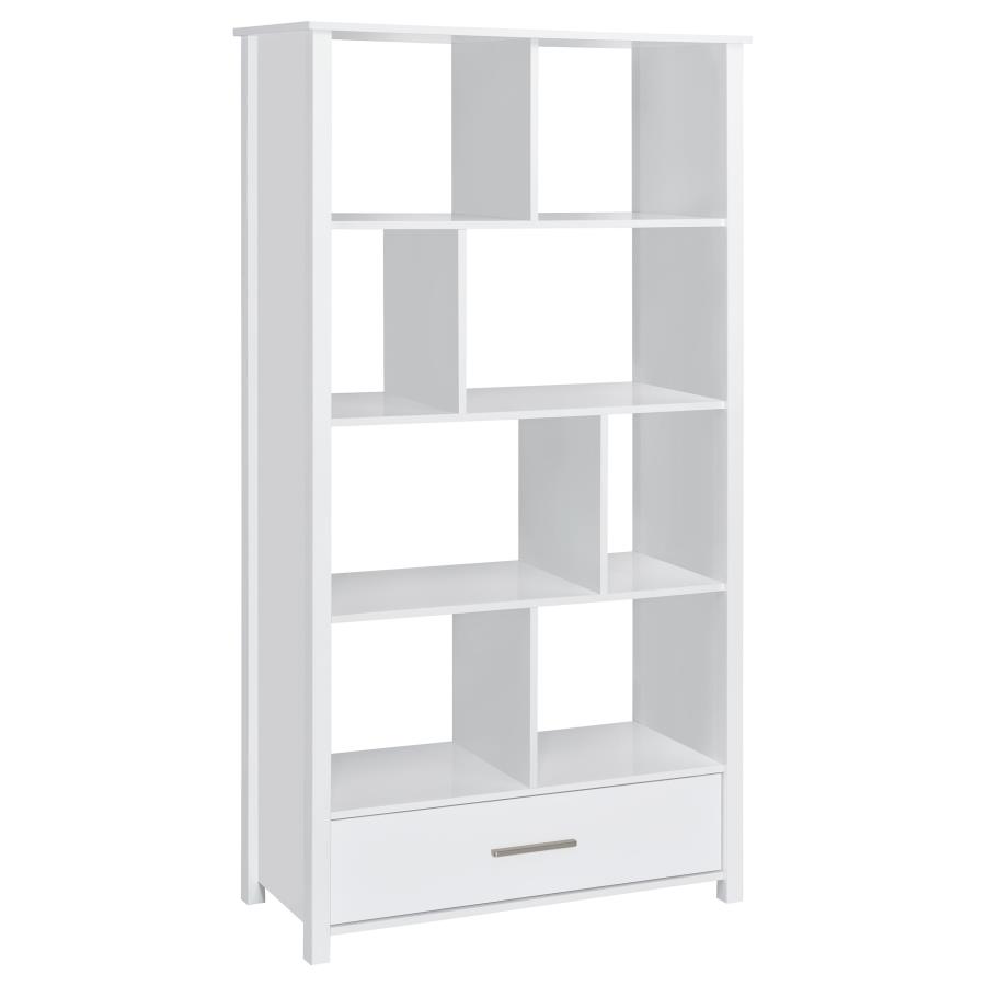 Dylan 68-inch 4-shelf Storage Bookshelf White High Gloss (image for) Dylan 68-inch 4-shelf Storage Bookshelf White High Gloss