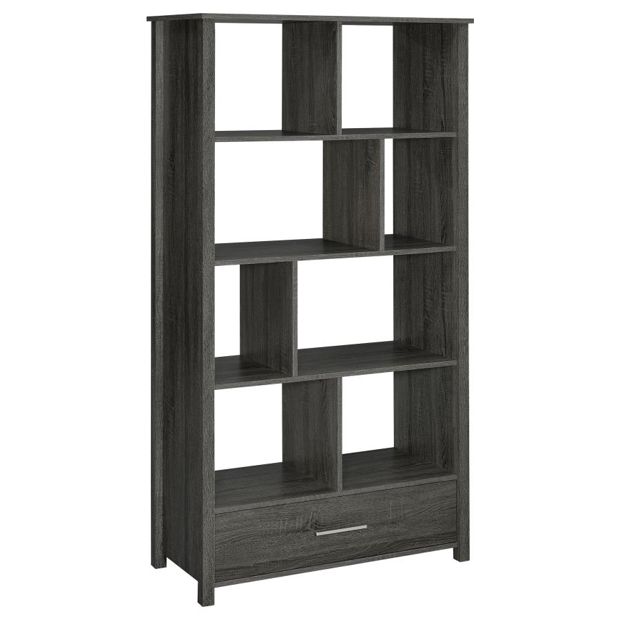Dylan 68-inch 4-shelf Storage Bookshelf Weathered Grey (image for) Dylan 68-inch 4-shelf Storage Bookshelf Weathered Grey