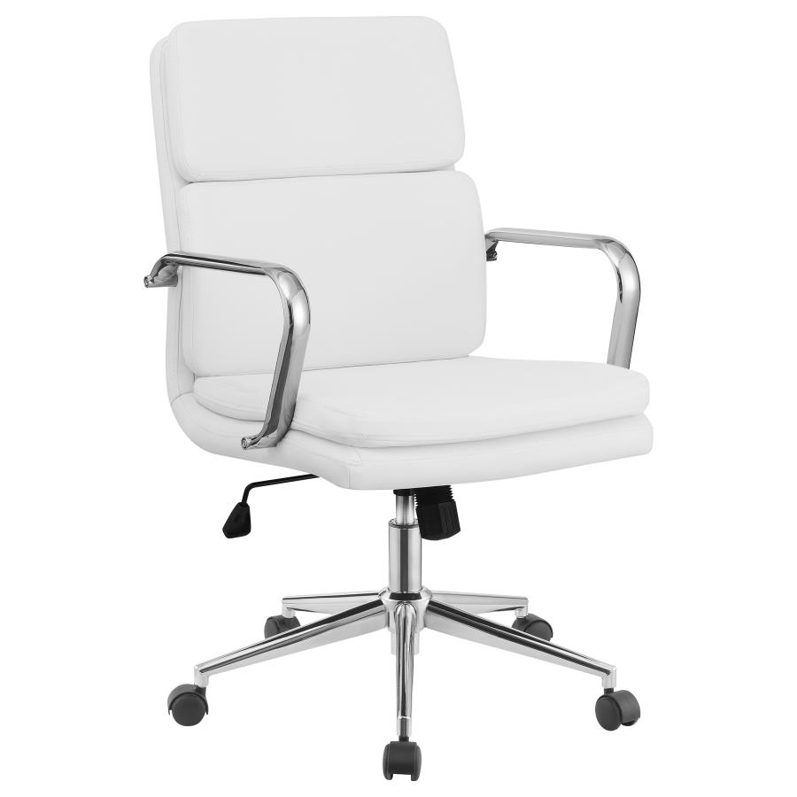 Ximena Upholstered Adjustable Mid Back Office Chair White (image for) Ximena Upholstered Adjustable Mid Back Office Chair White