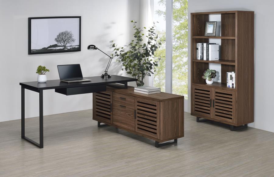 Modal Additional Images for Maddox 60-inch L-Shape Office Computer Desk Black and Walnut