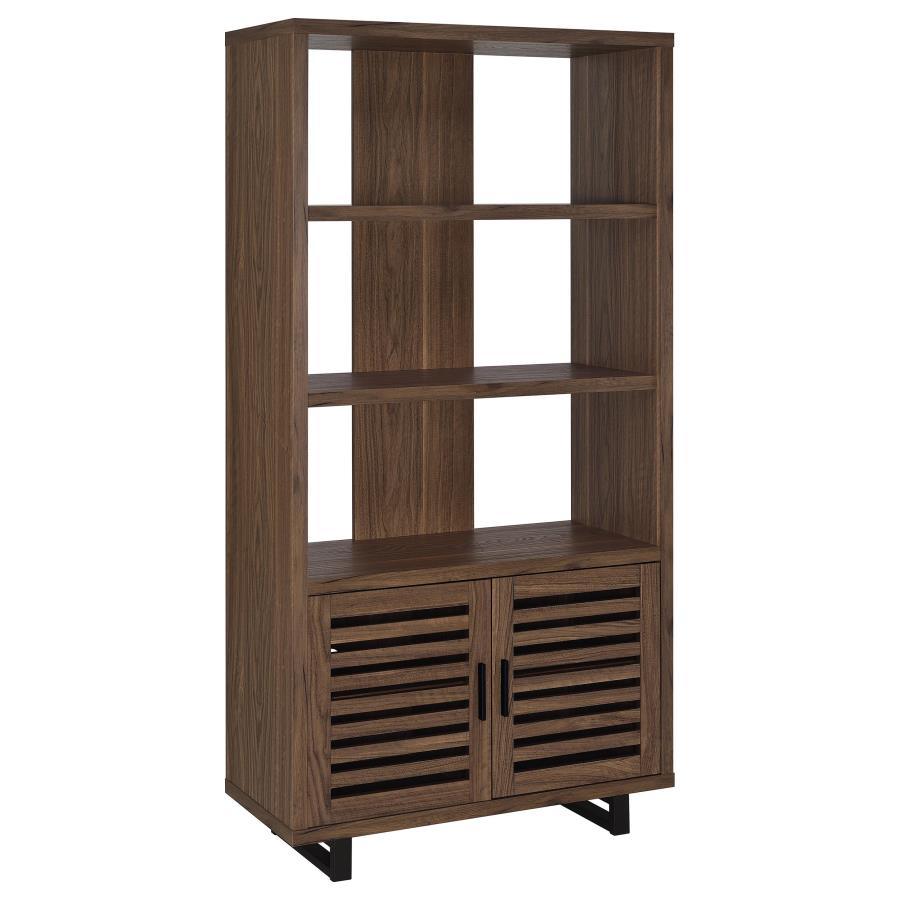 Maddox 71-inch 3-shelf Cabinet Bookcase Walnut (image for) Maddox 71-inch 3-shelf Cabinet Bookcase Walnut