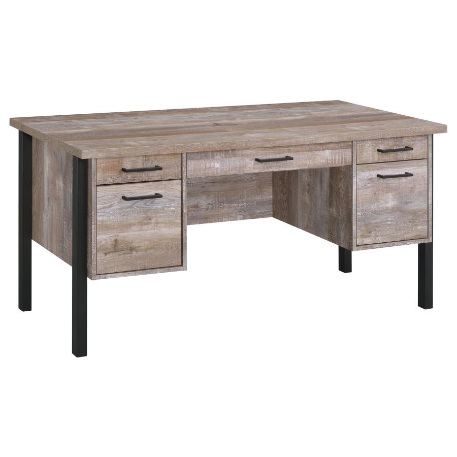 Samson 60-inch 4-drawer Office Computer Desk Weathered Oak (image for) Samson 60-inch 4-drawer Office Computer Desk Weathered Oak
