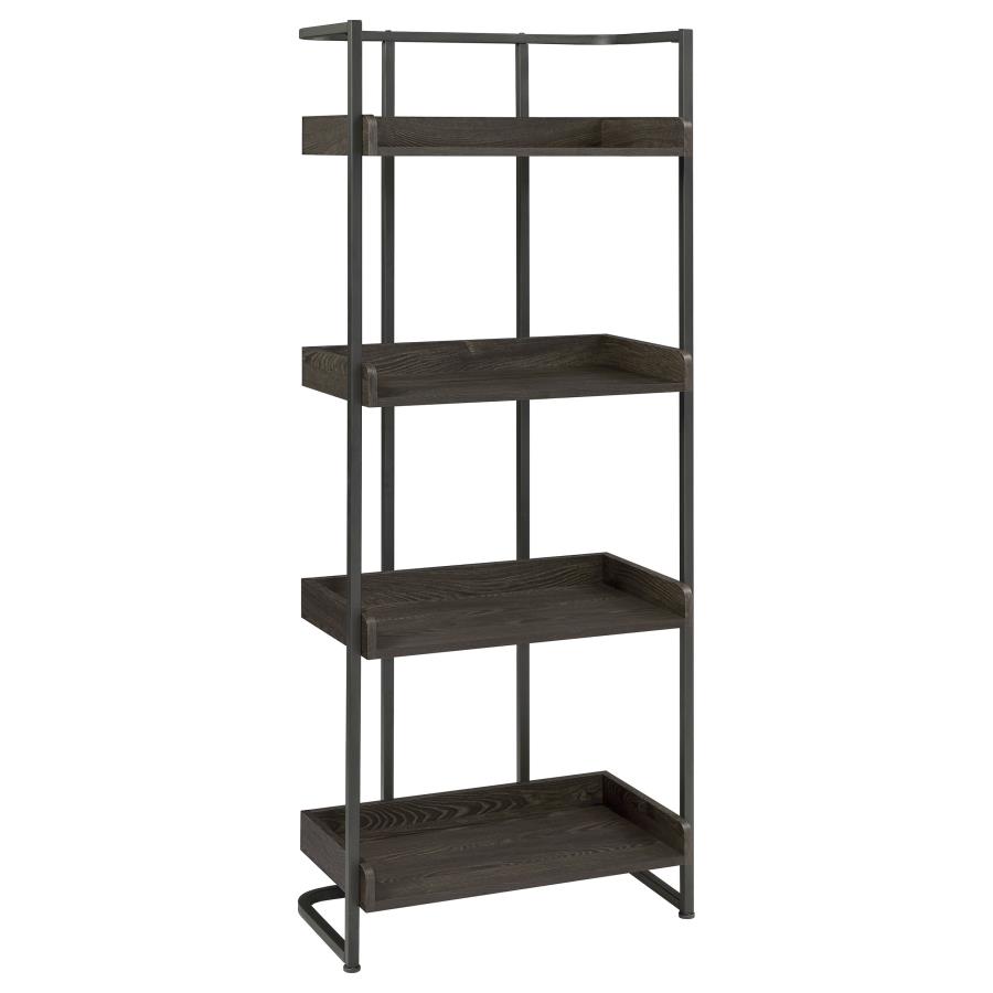 Ember 68-inch 4-shelf Bookshelf Dark Oak and Black (image for) Ember 68-inch 4-shelf Bookshelf Dark Oak and Black