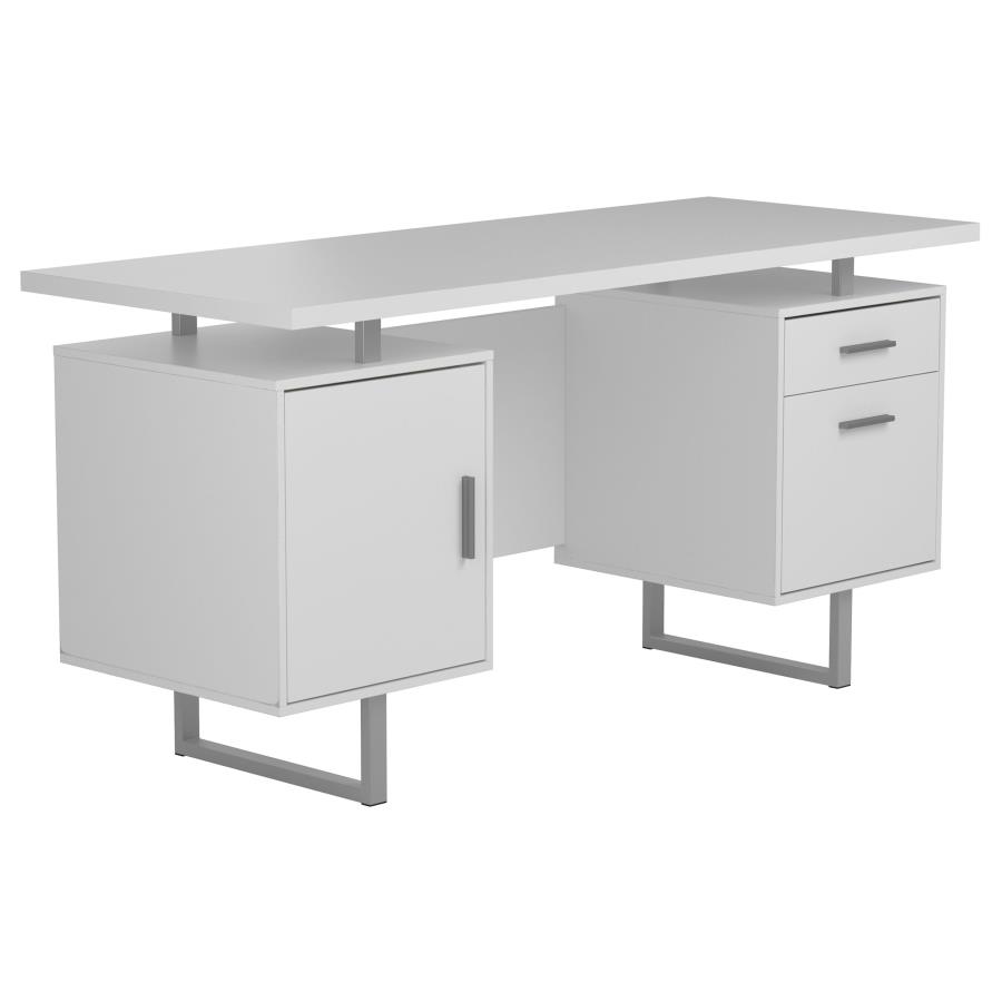 Lawtey 60-inch 2-drawer Computer Desk White High Gloss (image for) Lawtey 60-inch 2-drawer Computer Desk White High Gloss