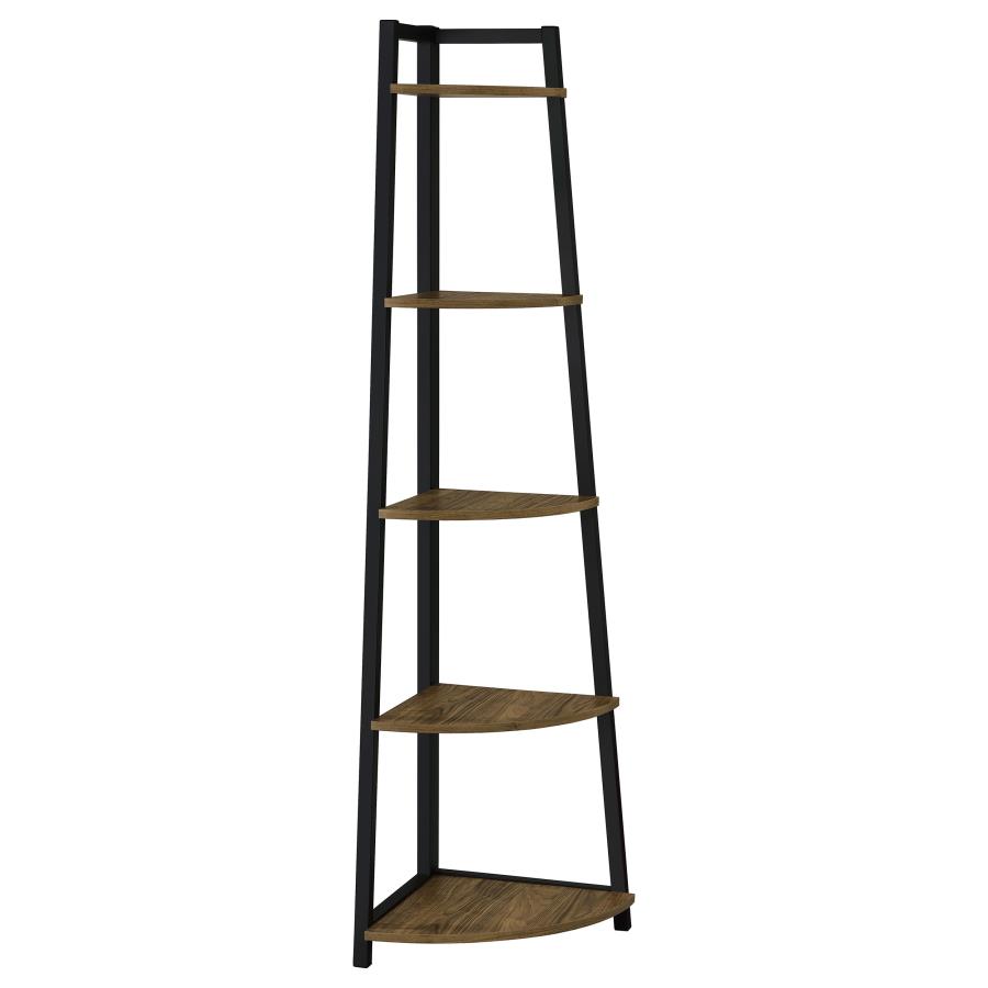 Jacksonville 63-inch 5-shelf Bookshelf Black and Aged Walnut (image for) Jacksonville 63-inch 5-shelf Bookshelf Black and Aged Walnut