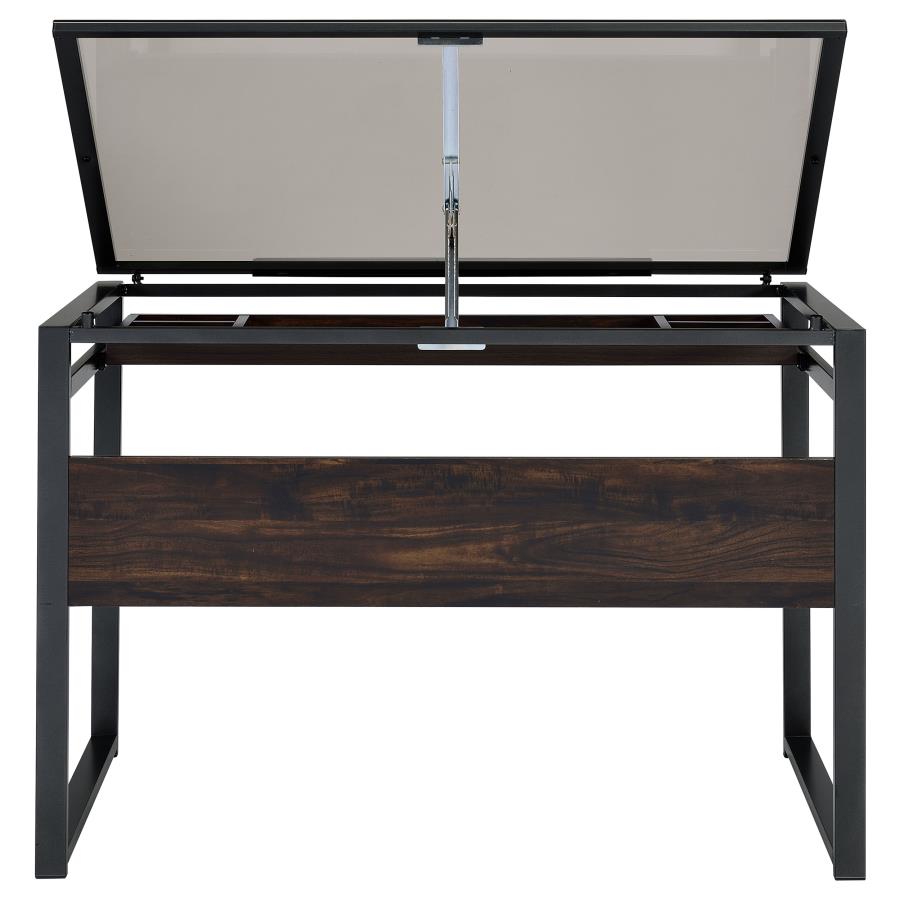 Pantano 42-inch Glass Top Drafting Table Dark Gunmetal