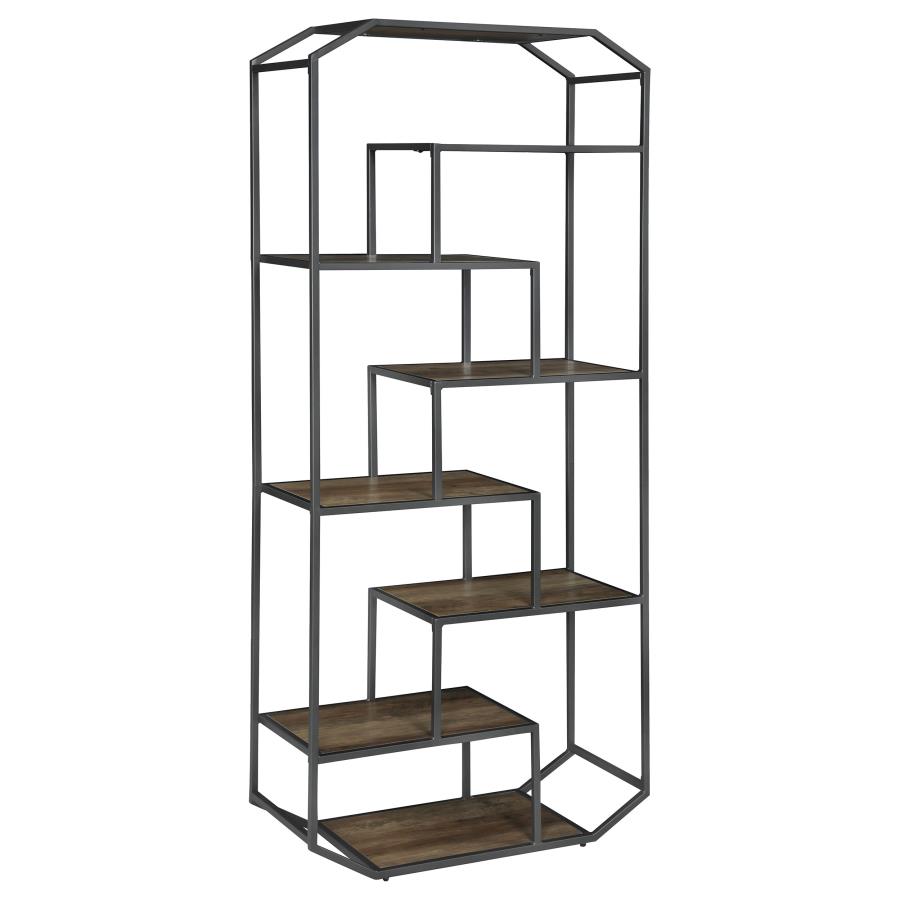 Leland 72-inch 6-shelf Bookshelf Rustic Brown (image for) Leland 72-inch 6-shelf Bookshelf Rustic Brown