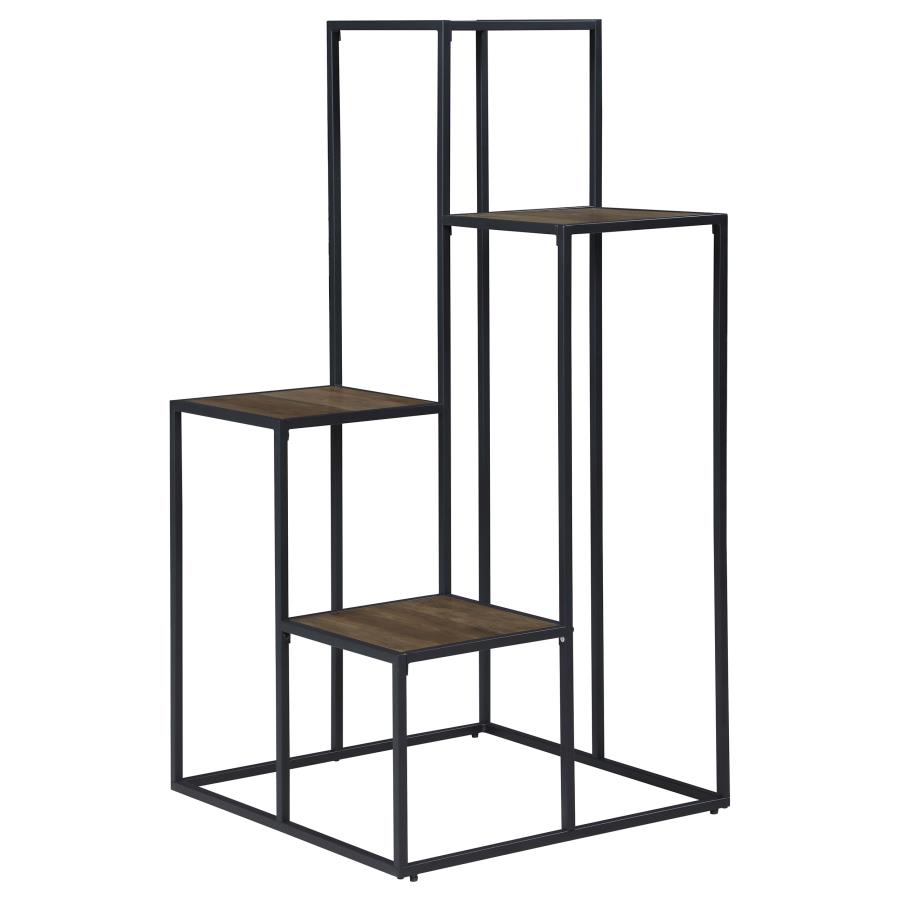 Rito 4-tier Multi-Display Shelf Rustic Brown and Black (image for) Rito 4-tier Multi-Display Shelf Rustic Brown and Black
