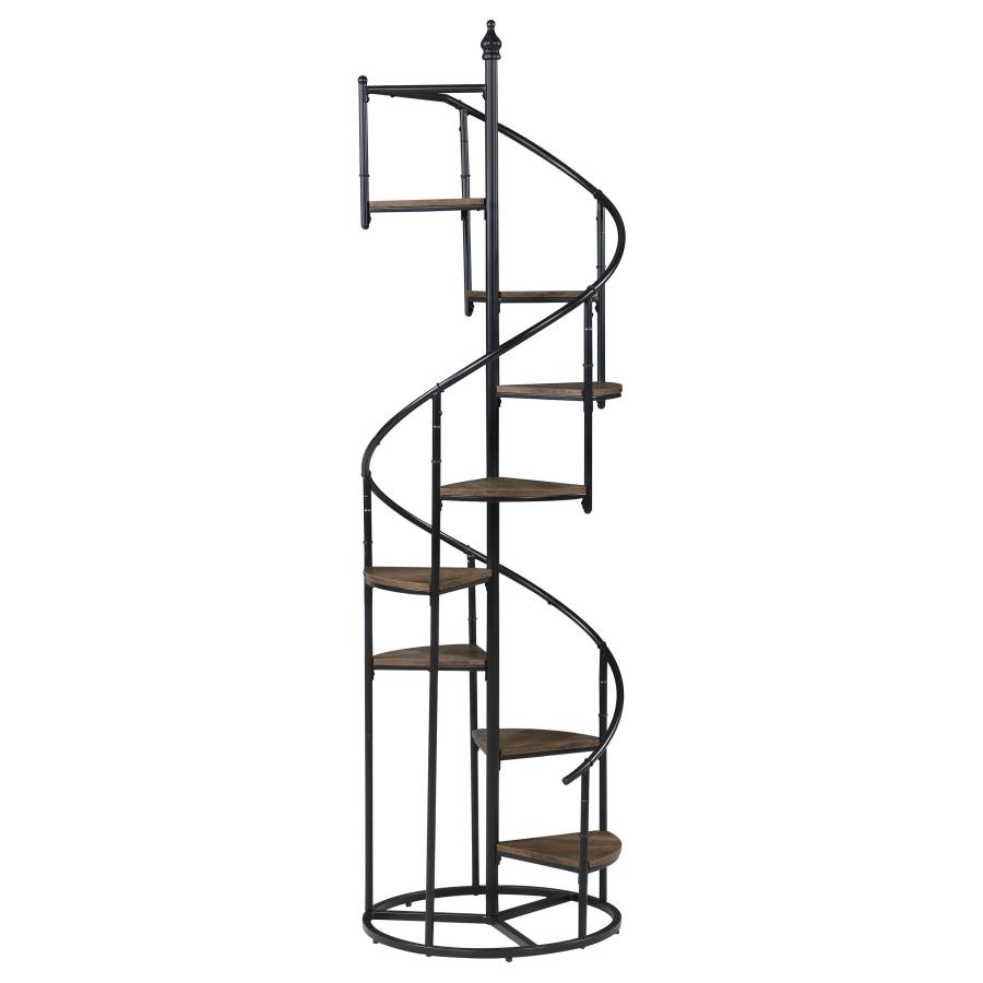 Roseglen 69-inch 8-shelf Staircase Bookshelf Rustic Brown (image for) Roseglen 69-inch 8-shelf Staircase Bookshelf Rustic Brown