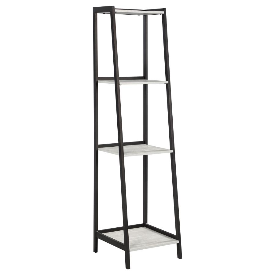 Pinckard 69-inch 4-shelf Bookshelf Grey Stone and Black (image for) Pinckard 69-inch 4-shelf Bookshelf Grey Stone and Black