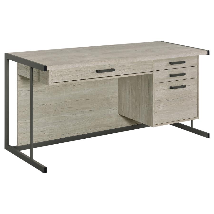 Loomis 60-inch 4-drawer Computer Desk Whitewashed Grey (image for) Loomis 60-inch 4-drawer Computer Desk Whitewashed Grey