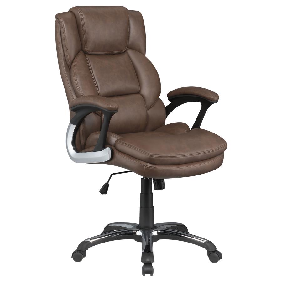 Nerris Upholstered Adjustable Home Office Desk Chair Brown (image for) Nerris Upholstered Adjustable Home Office Desk Chair Brown