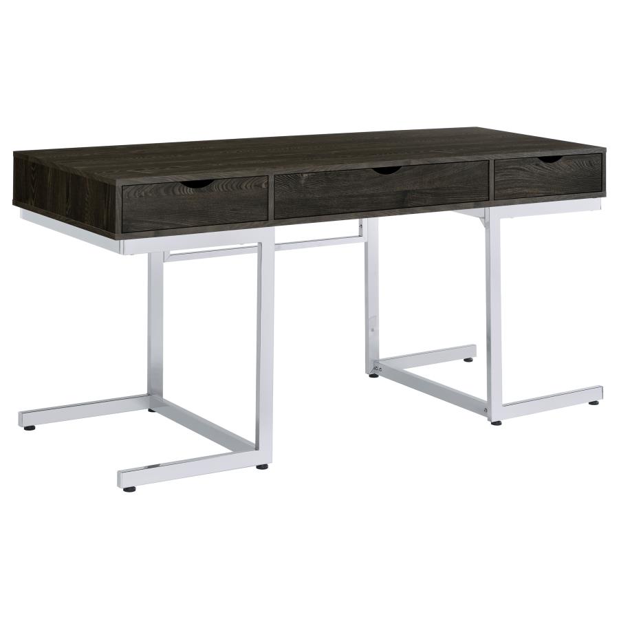 Noorvik 62-inch 3-drawer Engineered Wood Desk Dark Oak (image for) Noorvik 62-inch 3-drawer Engineered Wood Desk Dark Oak