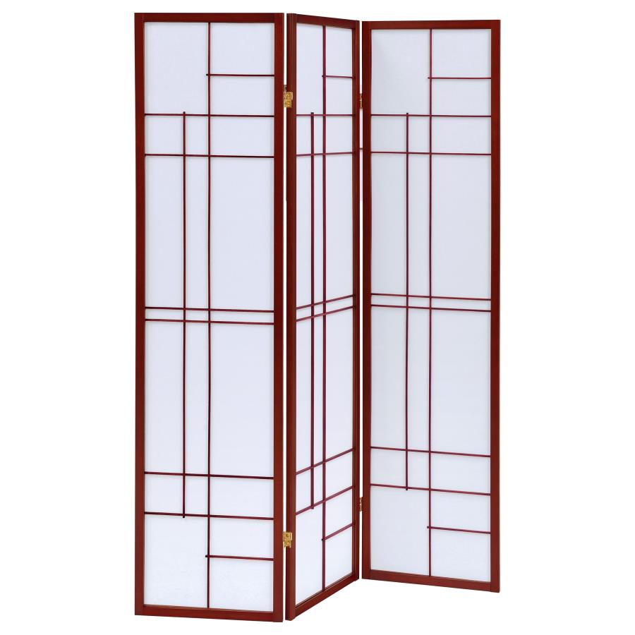 Katerina 3-Panel Room Divider Folding Shoji Screen Cherry (image for) Katerina 3-Panel Room Divider Folding Shoji Screen Cherry