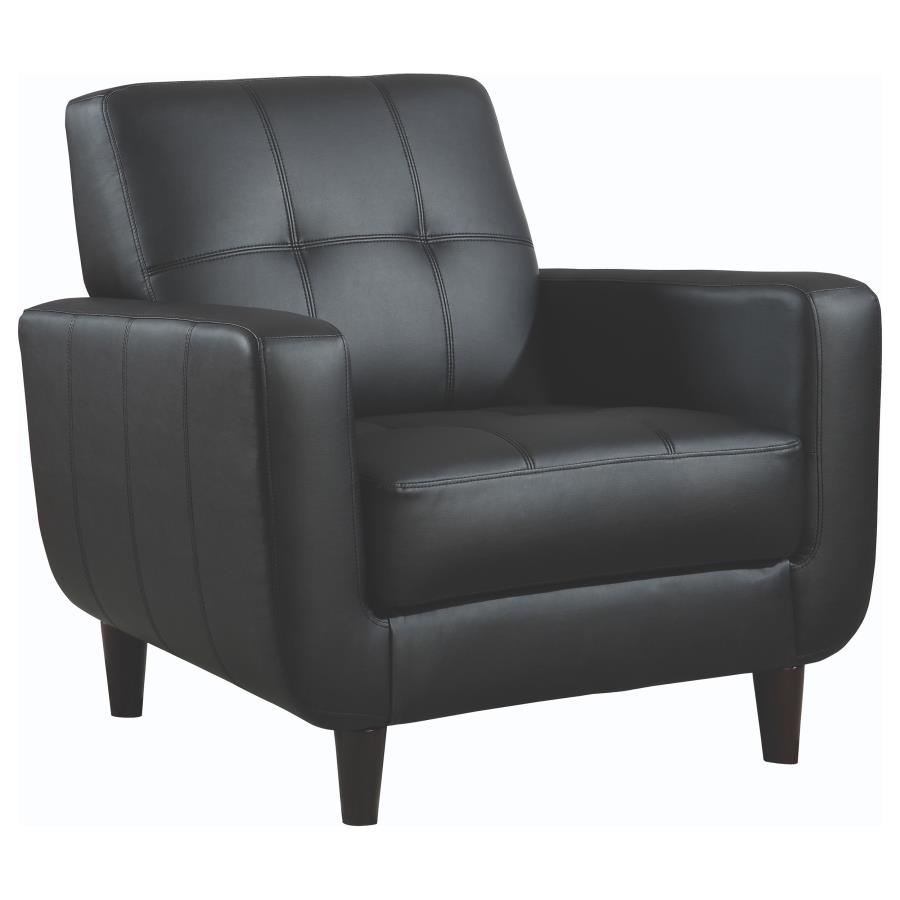 Aaron Upholstered Track Arm Tufted Accent Chair Black (image for) Aaron Upholstered Track Arm Tufted Accent Chair Black