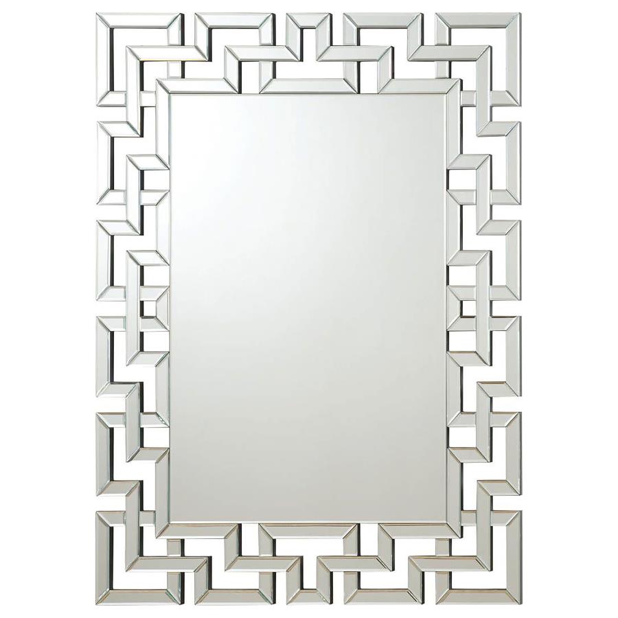 Forman 38 x 48 Inch Greek Motif Frameless Wall Mirror Silver (image for) Forman 38 x 48 Inch Greek Motif Frameless Wall Mirror Silver