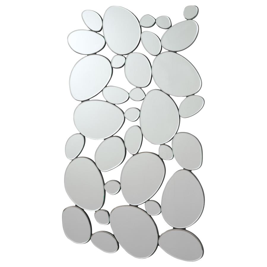 Topher 29 x 51 Inch Pebble Themed Wall Mirror Silver (image for) Topher 29 x 51 Inch Pebble Themed Wall Mirror Silver