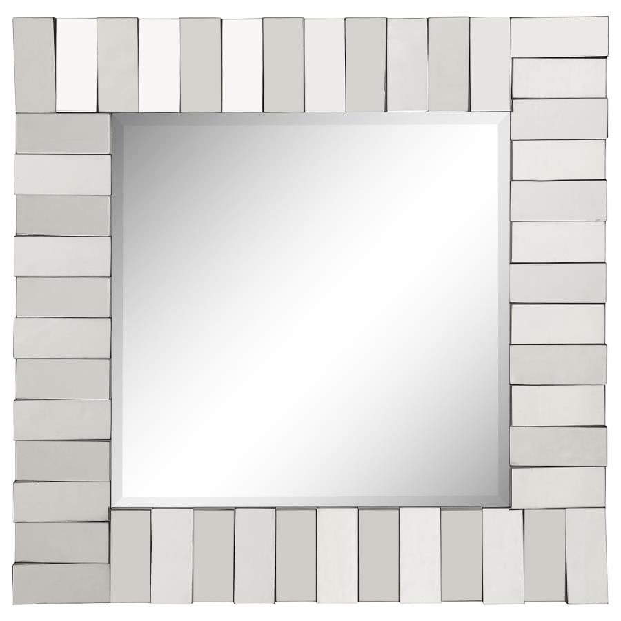 Tanwen 32 x 32 Inch Layered Panel Wall Mirror Silver (image for) Tanwen 32 x 32 Inch Layered Panel Wall Mirror Silver