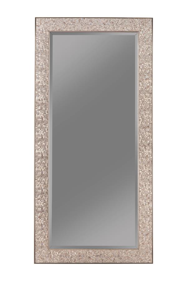 Rollins 32 x 66 Inch Rectangular Floor Mirror Silver (image for) Rollins 32 x 66 Inch Rectangular Floor Mirror Silver