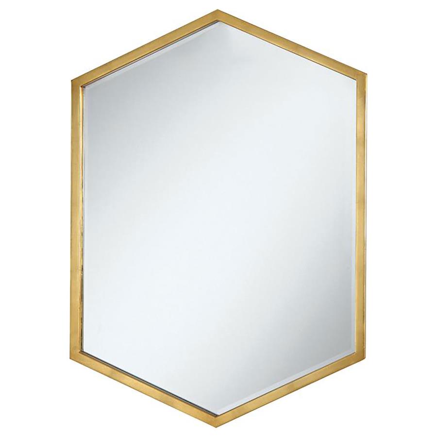 Bledel 24 x 34 Inch Hexagonal Wall Mirror Gold (image for) Bledel 24 x 34 Inch Hexagonal Wall Mirror Gold