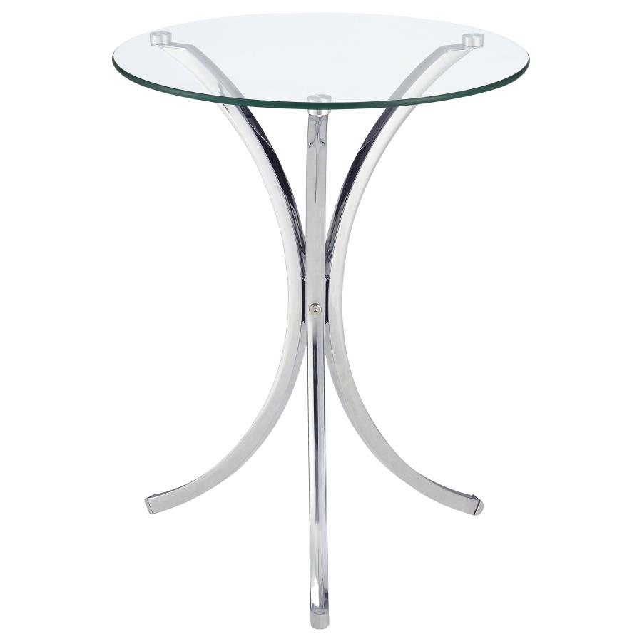Eloise Round Glass Top Accent Side Table Chrome (image for) Eloise Round Glass Top Accent Side Table Chrome